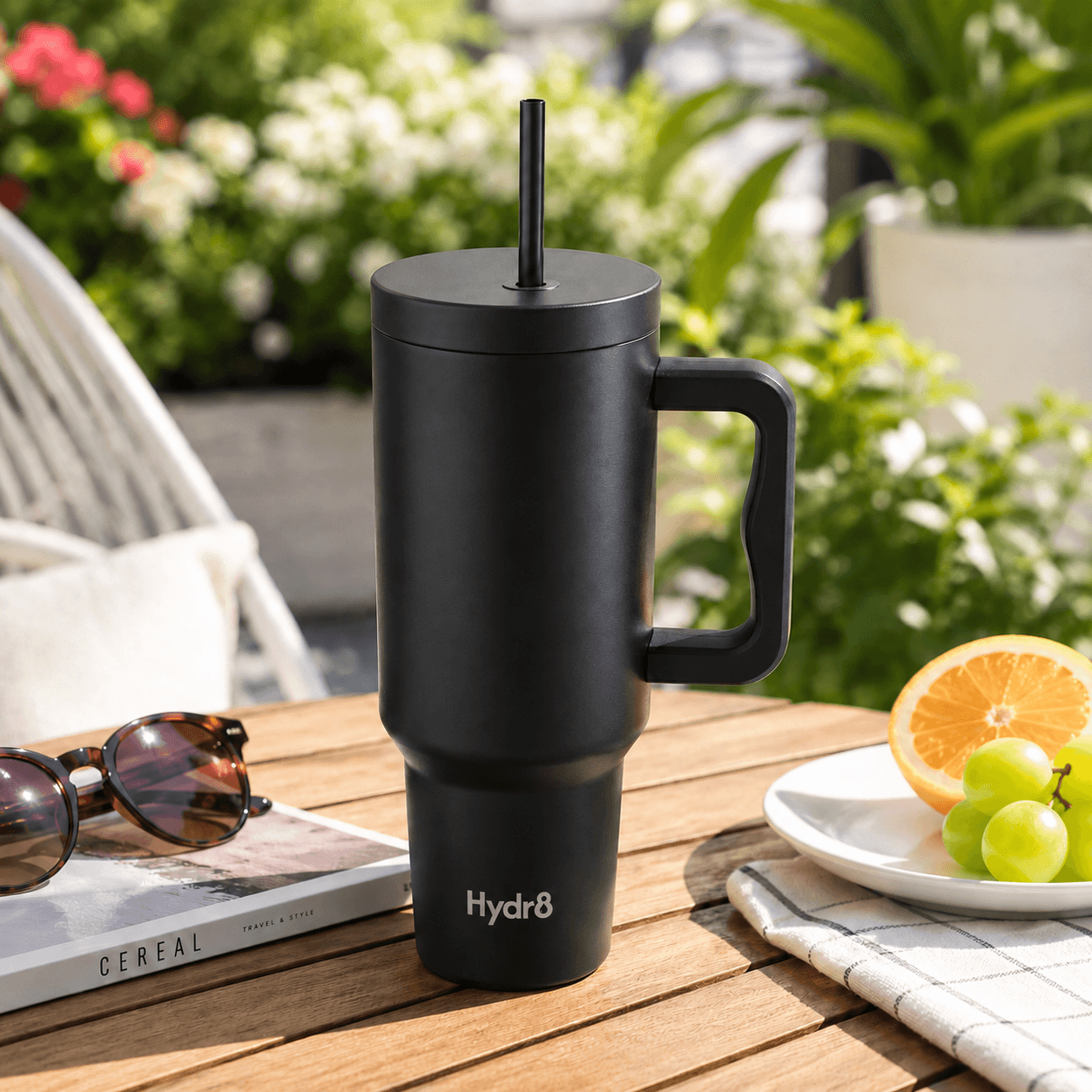 HEAVY DUTY TUMBLER WITH STRAW (Black)